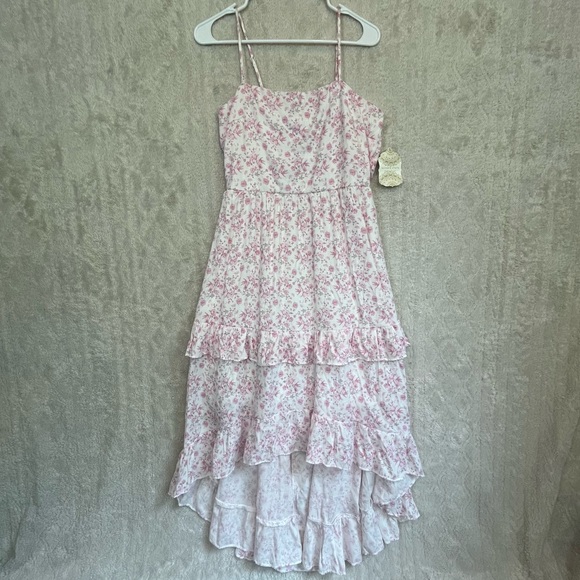 NWT Altar'd State Off White Pink Maxi Floral Dress Sz L Open Back Cami Strap - Picture 1 of 15